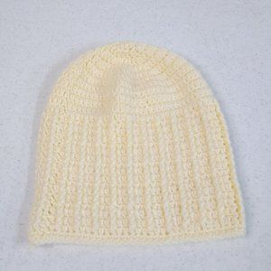 Beanie Cream Color Crocheted One Size Fits Most Adult or Teen